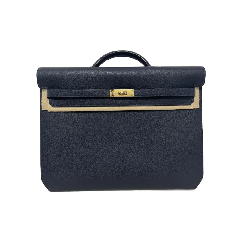 HERMES Kelly Depeches Evercolor Calfskin Business Bag Handbag Regular Men's 2Z Bleu Nuit Midnight Blue-0