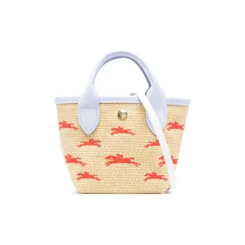 LONGCHAMP Le Panier Pliage Handbags Beige & Blue