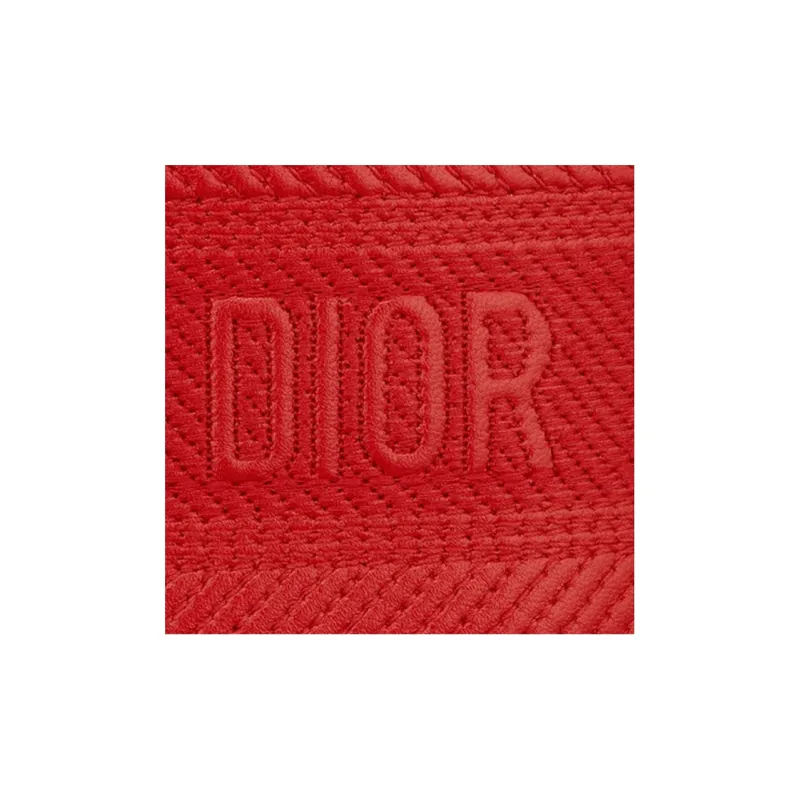 DIOR Wicker Pattern Sheepskin Makeup Bag Small Size Women's Red-5