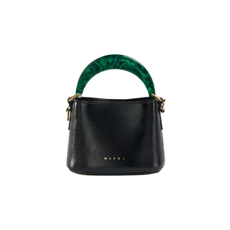 MARNI Venice Patent Leather Bucket Bags Shoulder Bag Crossbody Bag Handbag Mini Women's Black-0