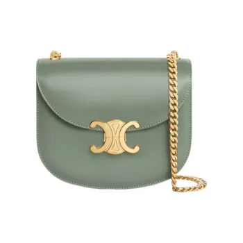 CELINE BesaceTriomphe Cow Leather Crossbody Bag, Shoulder Bag Women's Green