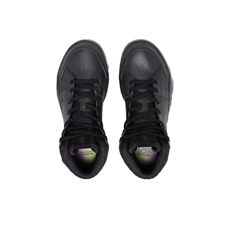 On The Roger Clubhouse Mid Sensa Anti-Slip Wear-Resistant Mid-Top Skateboard Shoes Women's Black-3