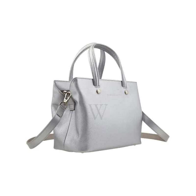 LONGCHAMP Le Foulonné Leather Shoulder Bag Crossbody Bag Handbag Women's Silver-2