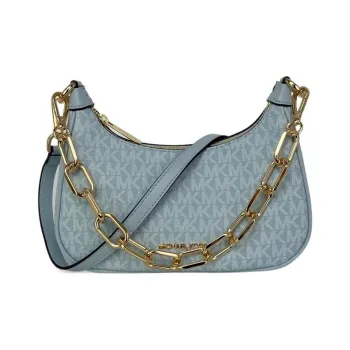 MICHAEL KORS Leather Crescent Bag, Portable Crossbody Bag, Shoulder Bag Women's Light Blue