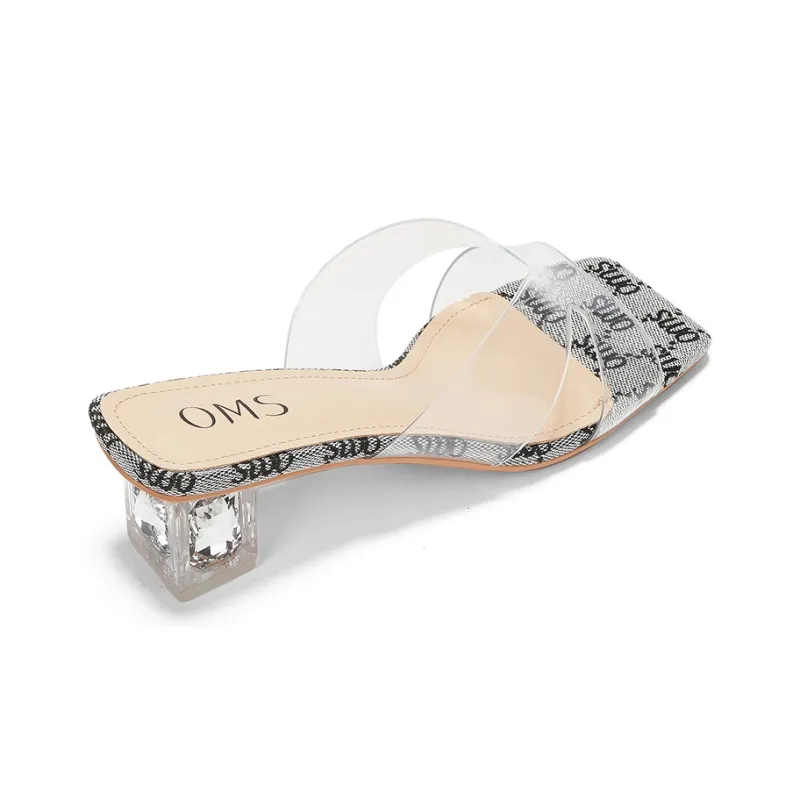 OMS Slide Slippers Women's Transparent Black/Transparent Champagne/Transparent Silver-3