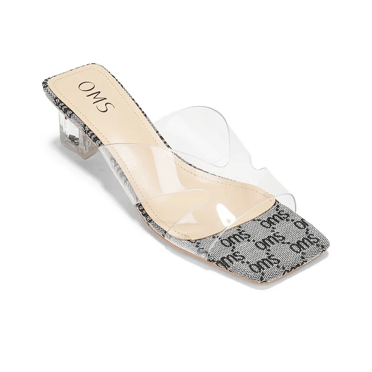 OMS Slide Slippers Women's Transparent Black/Transparent Champagne/Transparent Silver-2