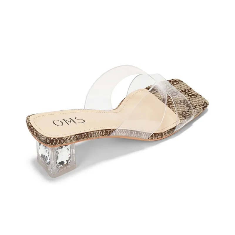 OMS Slide Slippers Women's Transparent Black/Transparent Champagne/Transparent Silver-9
