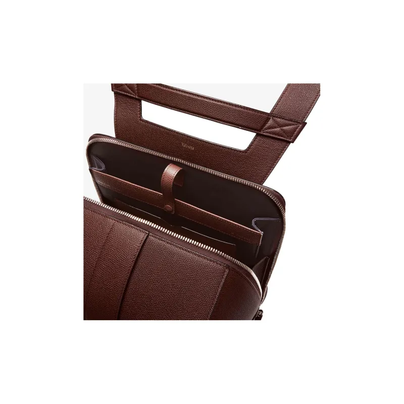 Valextra Millepunte Calfskin Handbag Backpack Men's Coffee Brown-4