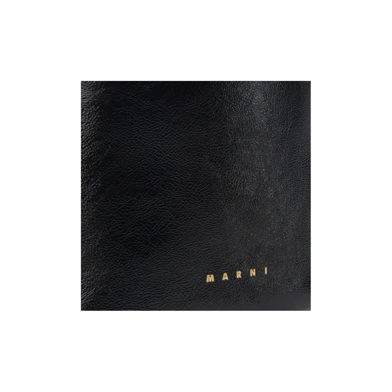 MARNI Venice Patent Leather Bucket Bags Shoulder Bag Crossbody Bag Handbag Mini Women's Black-4