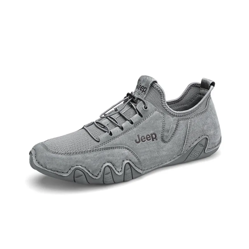 Jeep Shock Absorbers With Slip Resistant And Abrasion Resistant Properties Low Top Casual Shoes Men's Gray-2