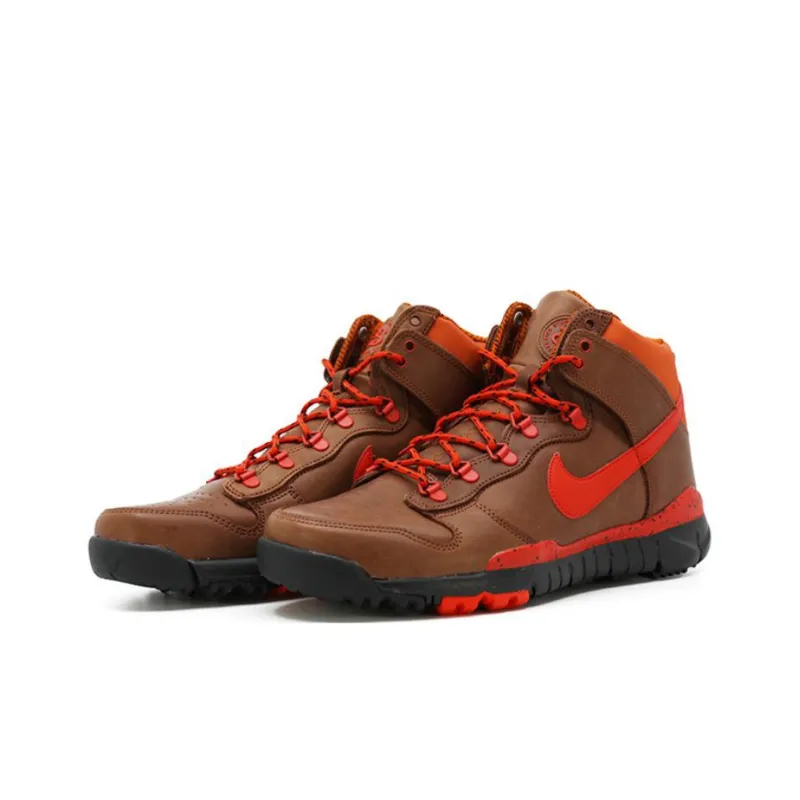 Nike Dunk Oms Premium Stussy Cushioning Anti Slip And Wear Resistant High Top Vintage Basketball Shoes Men's Red Brown-2