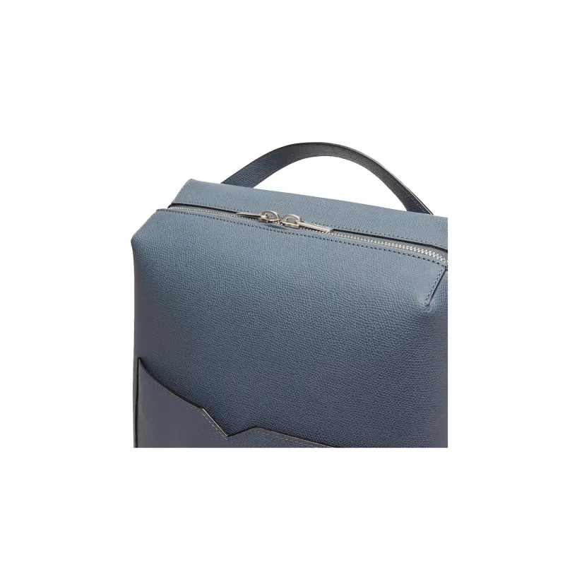 Valextra Millepunte Calfskin Backpack Medium Size Men's Blue-3
