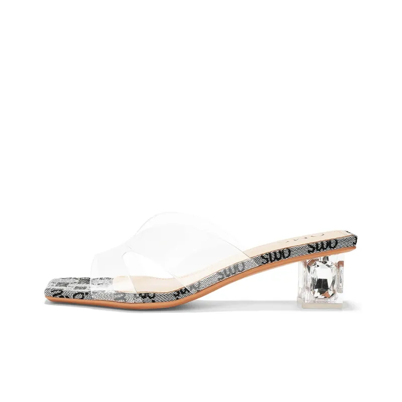 OMS Slide Slippers Women's Transparent Black/Transparent Champagne/Transparent Silver-0