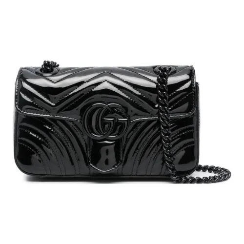 GUCCI GG Marmont Quilting Leather Shoulder Bag Crossbody Bag Mini Women's Black