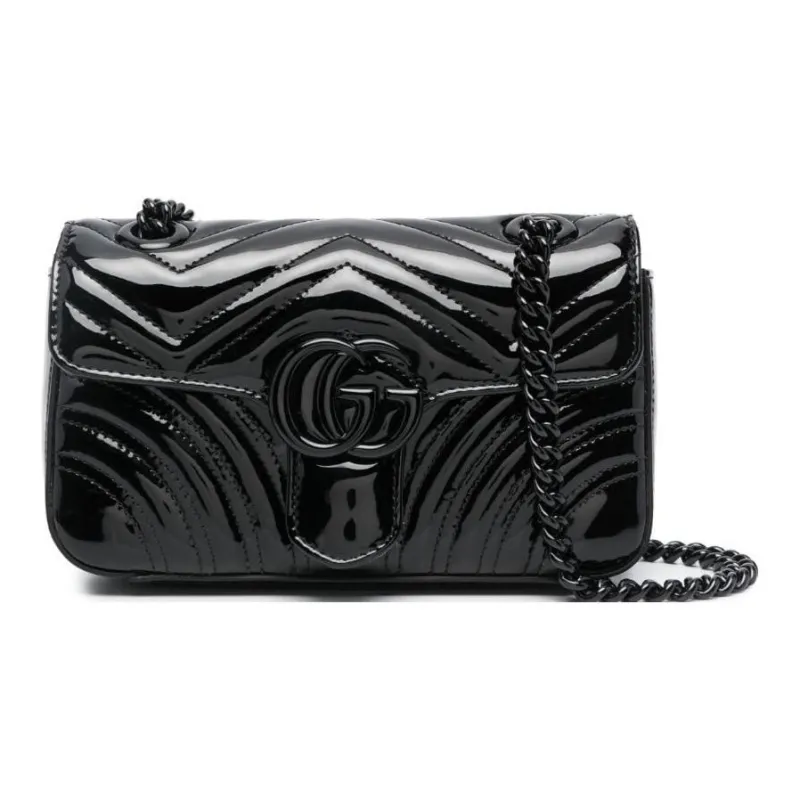 GUCCI GG Marmont Quilting Leather Shoulder Bag Crossbody Bag Mini Women's Black-0