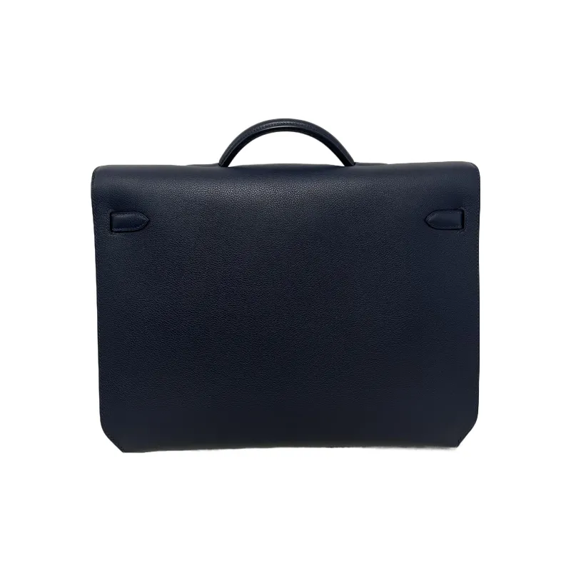 HERMES Kelly Depeches Evercolor Calfskin Business Bag Handbag Regular Men's 2Z Bleu Nuit Midnight Blue-1