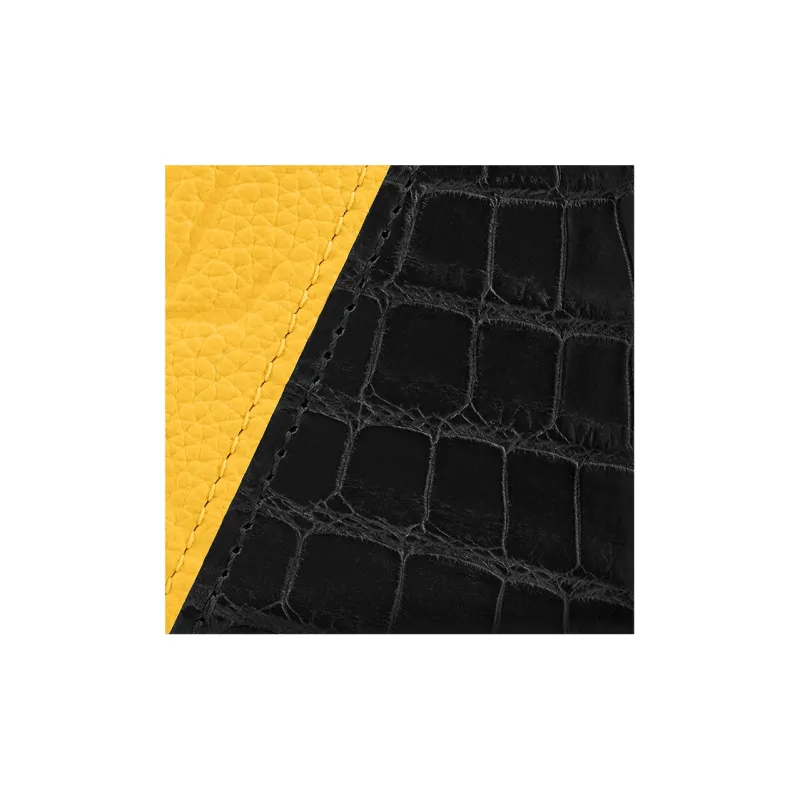 LOUIS VUITTON Crocodile Leather Card Holder Unisex Black/Yellow-5
