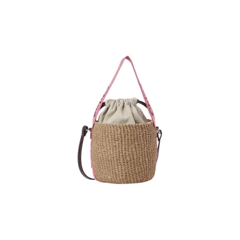 Chloe Woody Calfskin Shoulder Bag, Crossbody Bag, Handbag Small Size Women's Pink/Natural