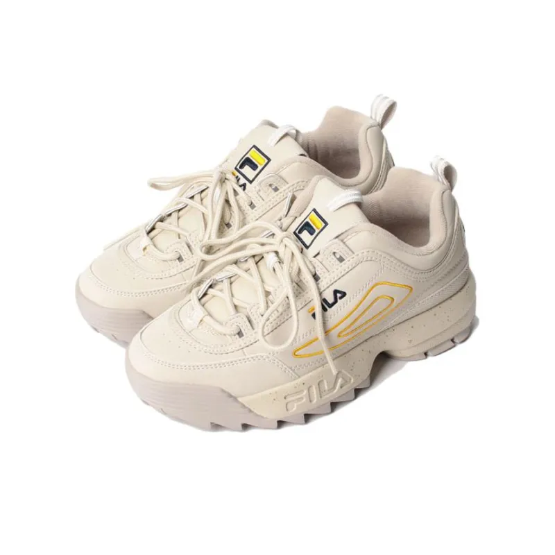 FILA Disruptor 2 Splash Anti-Slip Wear-Resistant Low-Top Sports Casual Shoes Women's Beige Yellow-1