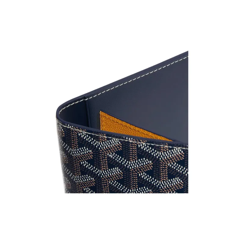 GOYARD Grenelle Canvas With Calfskin Dog's Teeth Card Holder Passport Holder Unisex Marine Blue-2
