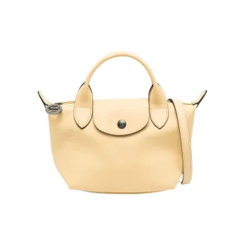 LONGCHAMP Le Pliage Xtra Cow Leather Dumpling Bag, Shoulder Bag, Crossbody Bag, Handbag Mini Women's Yellow