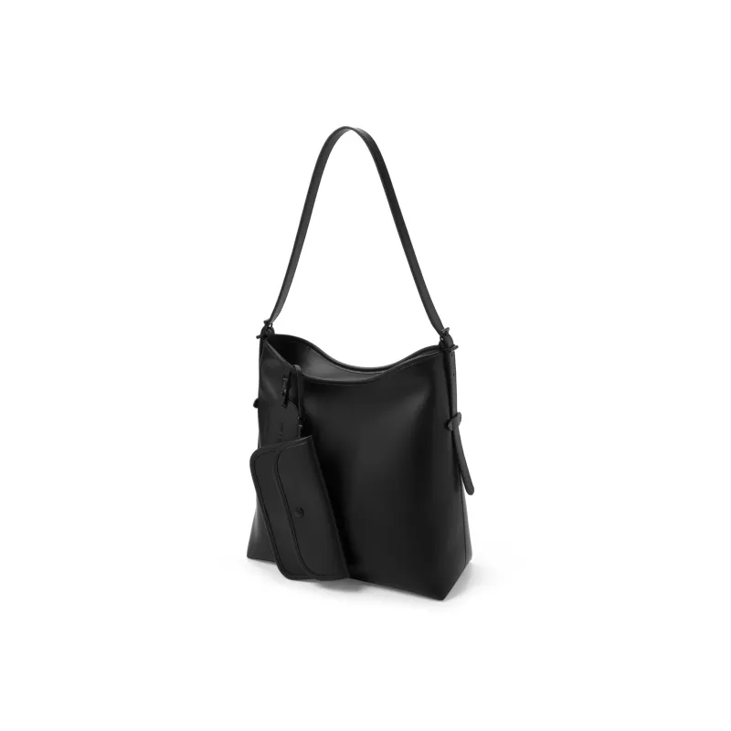 CHARLES&KEITH PU, Textile Tote Bag, Shopping Bag, Shoulder Bag Women's Black/Grey Gray/Olive Green-5