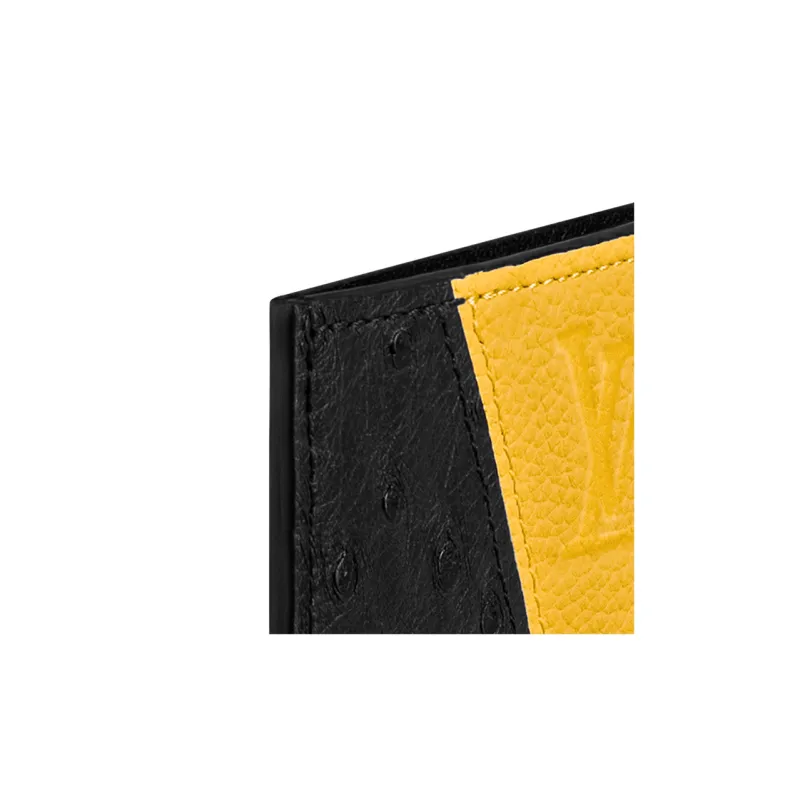 LOUIS VUITTON Crocodile Leather Card Holder Unisex Black/Yellow-4