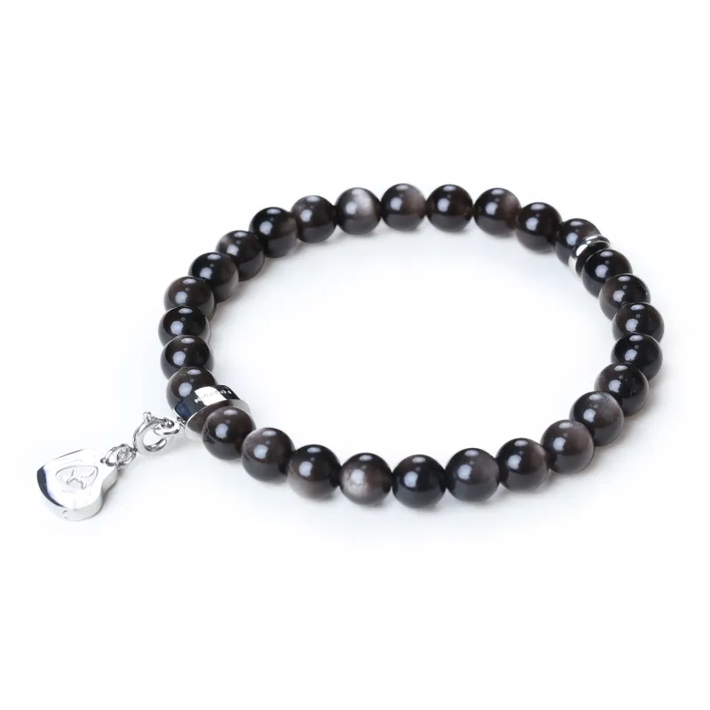 FOUNDIN Gold Sheen Obsidian Silver Sheen Obsidian Bracelets Unisex-37