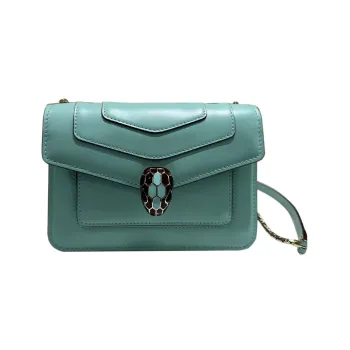 BVLGARI Serpenti Forever Cow Leather Shoulder Bag Crossbody Bag Women's Green