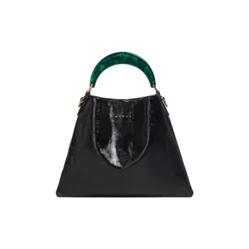 MARNI Leather Hobo Bag Shoulder Bag Crossbody Handbag Small Size Women's Black