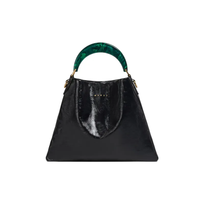 MARNI Leather Hobo Bag Shoulder Bag Crossbody Handbag Small Size Women's Black-0