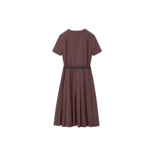 OVV Short Sleeved Dresses Women's Brick Red Solid Color A1-1