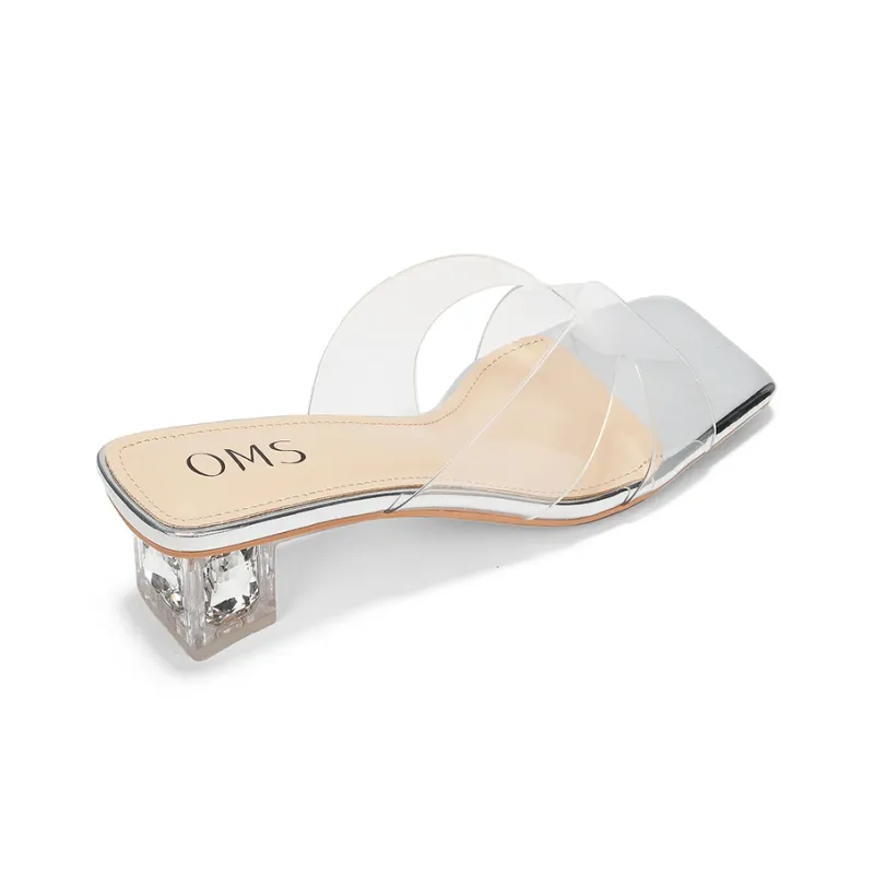 OMS Slide Slippers Women's Transparent Black/Transparent Champagne/Transparent Silver-15