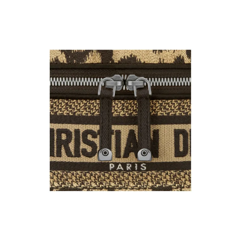 DIOR Embroidery Makeup Bag Toiletry Bag Travel Storage Bag Handbag Clutch Small Size Women's Brown-6