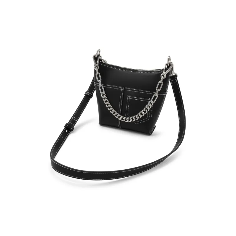 CHARLES&KEITH Fabric Underarm Bucket Bag, Shoulder Bag Trumpets Women's Beige/Black/Dark Denim Blue/Denim Blue-7