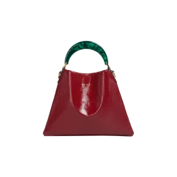 MARNI Venice Cow Leather Hobo Bag Shoulder Bag Crossbody Handbag Small Size Women's Gemstone Red