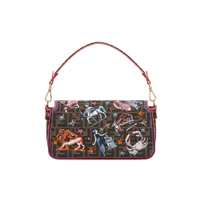 FENDI Baguette Fabric Portable Crossbody Bag Shoulder Bag Women's Brown-2