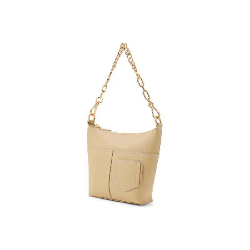 CHARLES&KEITH Fabric Underarm Bucket Bag, Shoulder Bag Trumpets Women's Beige/Black/Dark Denim Blue/Denim Blue-1