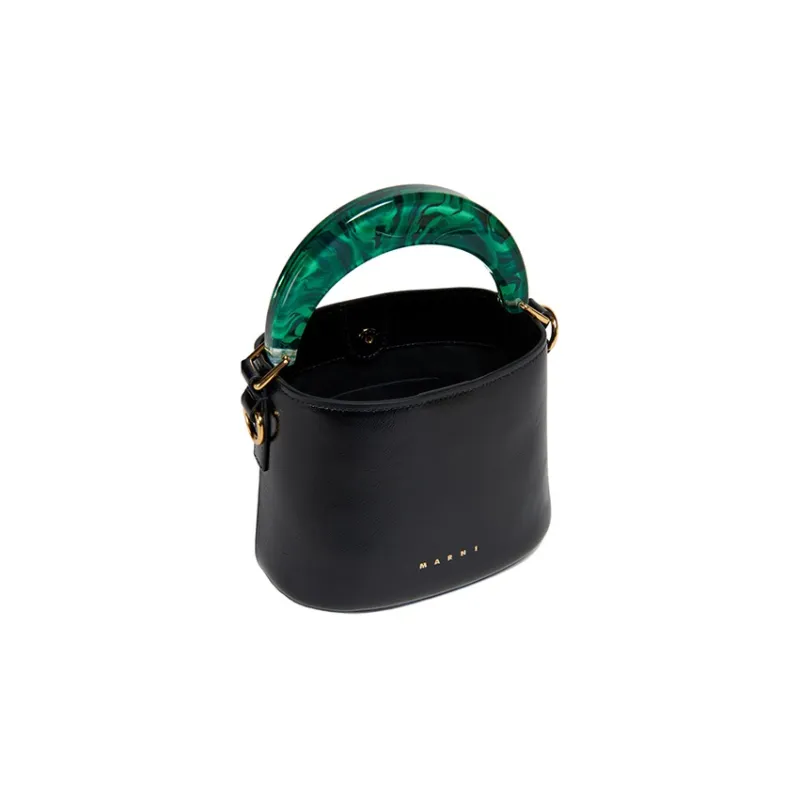 MARNI Venice Patent Leather Bucket Bags Shoulder Bag Crossbody Bag Handbag Mini Women's Black-2
