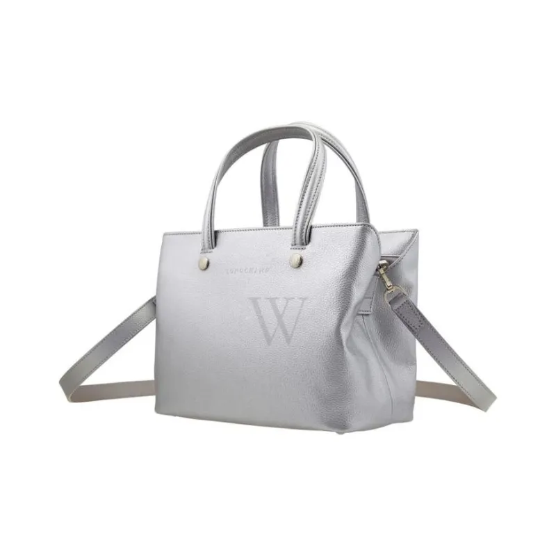 LONGCHAMP Le Foulonné Leather Shoulder Bag Crossbody Bag Handbag Women's Silver-3
