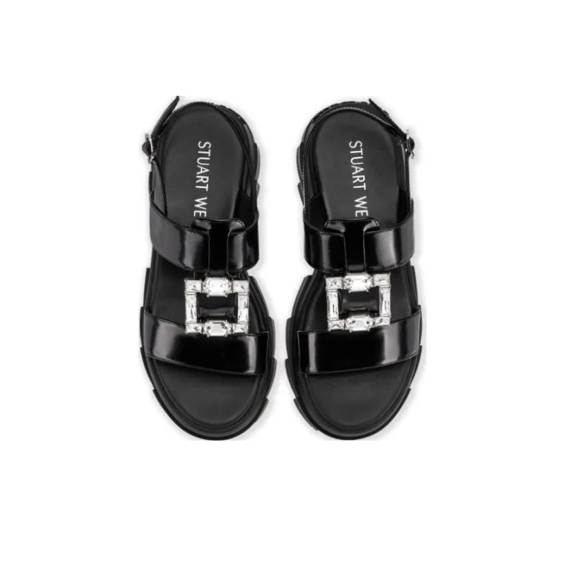Stuart Weitzman/SW SAINT TROPEZ NOHO SANDAL Strap Sandals Women's Black-1