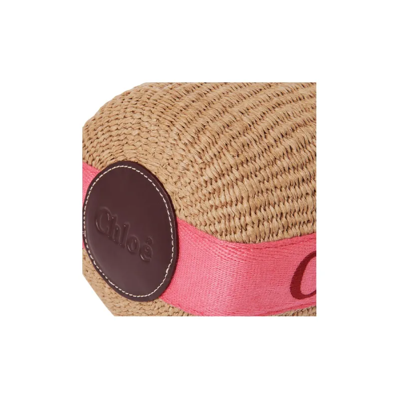 Chloe Woody Calfskin Shoulder Bag, Crossbody Bag, Handbag Trumpets Women's Pink/Natural-4