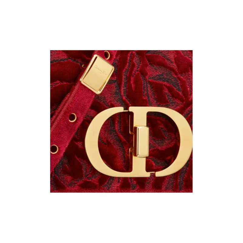 DIOR Caro Velvet Crossbody Bag Medium Size Women's Red-5