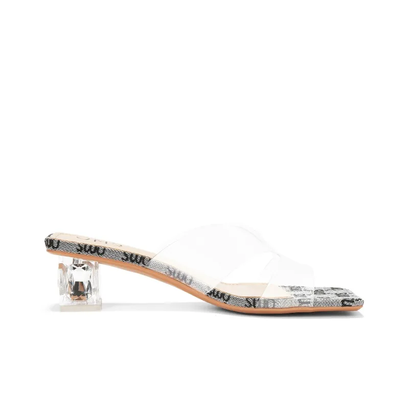 OMS Slide Slippers Women's Transparent Black/Transparent Champagne/Transparent Silver-1