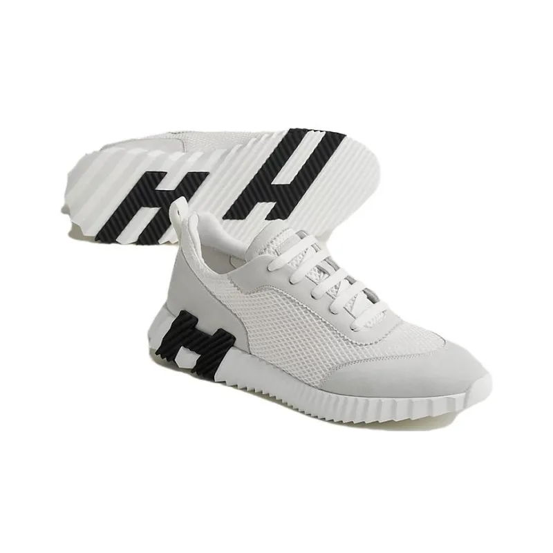 HERMES Bouncing Low Top Casual Shoes Men's White-4