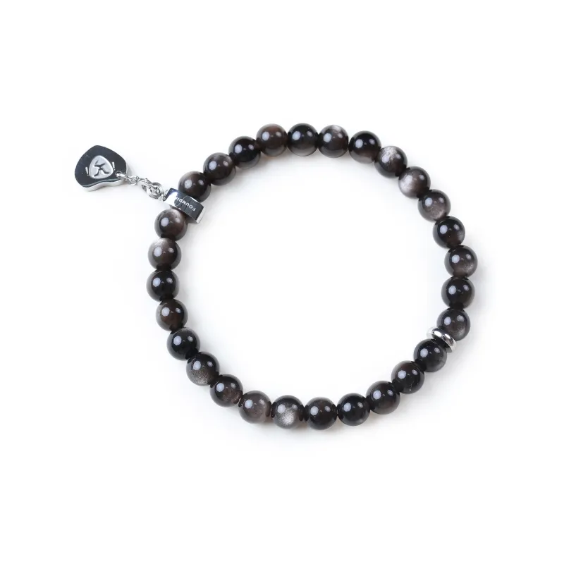 FOUNDIN Gold Sheen Obsidian Silver Sheen Obsidian Bracelets Unisex-35