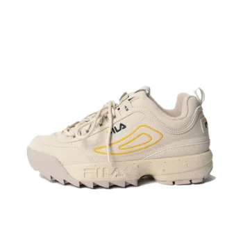 FILA Disruptor 2 Splash Anti-Slip Wear-Resistant Low-Top Sports Casual Shoes Women's Beige Yellow