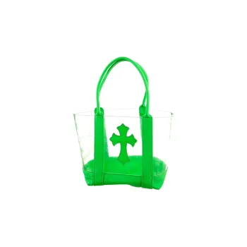Chrome Hearts Leather Tote Bag Shopping Bag Handbag Mini Women's Transparent/Green