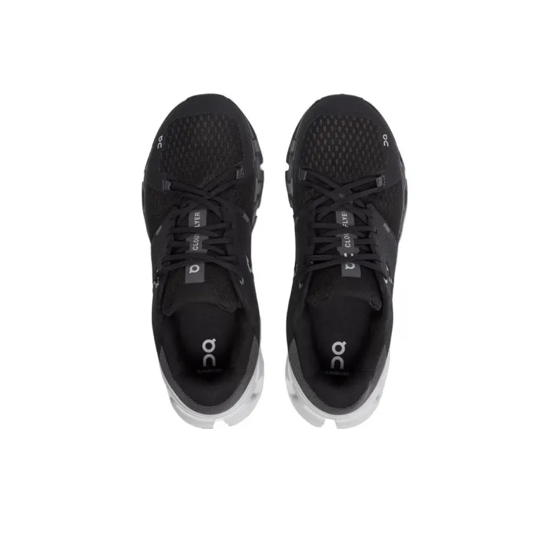 On Cloudflyer Cushioning Anti Slip And Wear Resistant Low Top Running Shoes Women's Black White-3