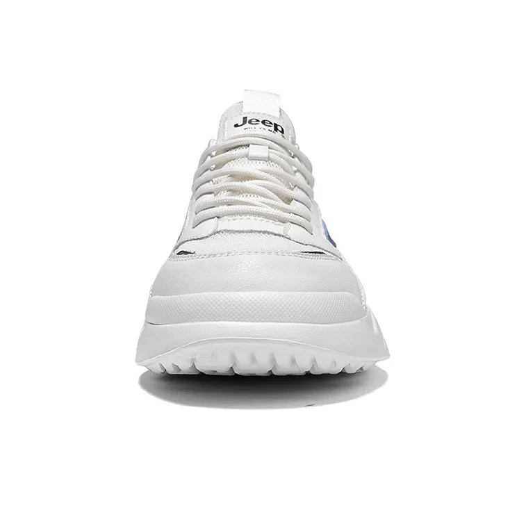 Jeep Cushioning Anti Slip Wear Resistant Breathability Low Top Casual Running Shoes Men's White Blue-3